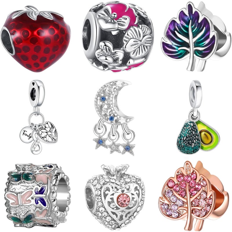 Acrobious 9PCS European Charms Beads Pendant For Bracelet, Charms DIY Bracelets Necklace Jewellery Gift - Image 1